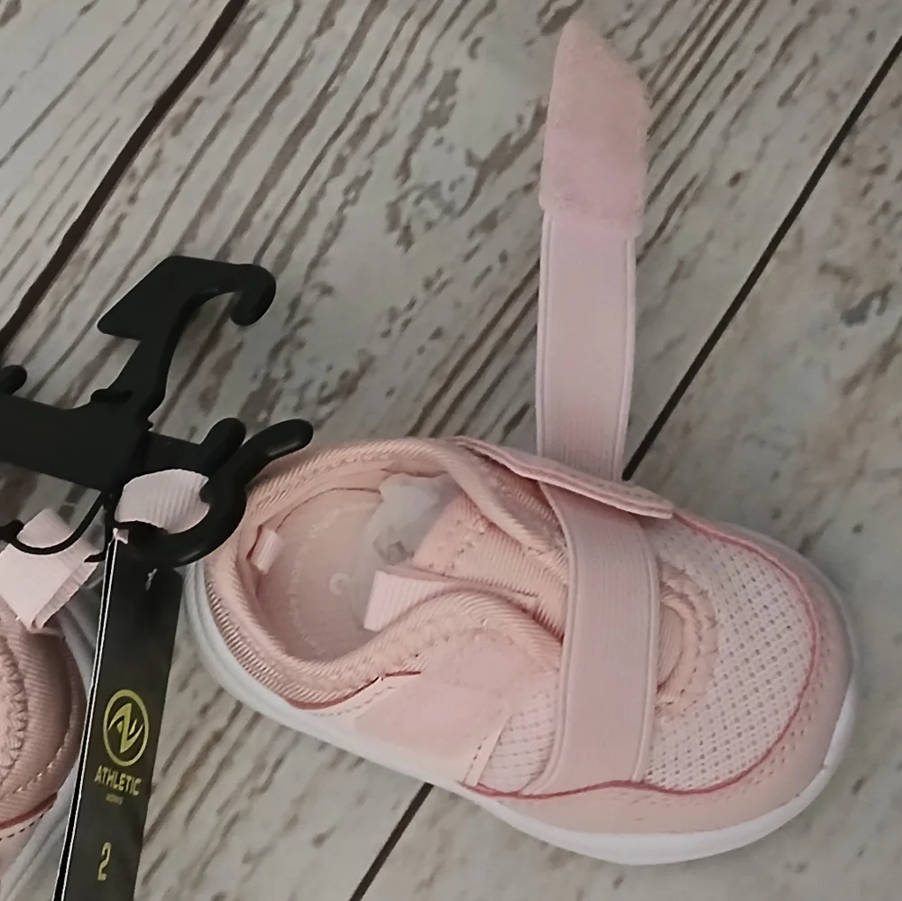 Athletic Works infant adaptive cross strap sneakers pink size 2